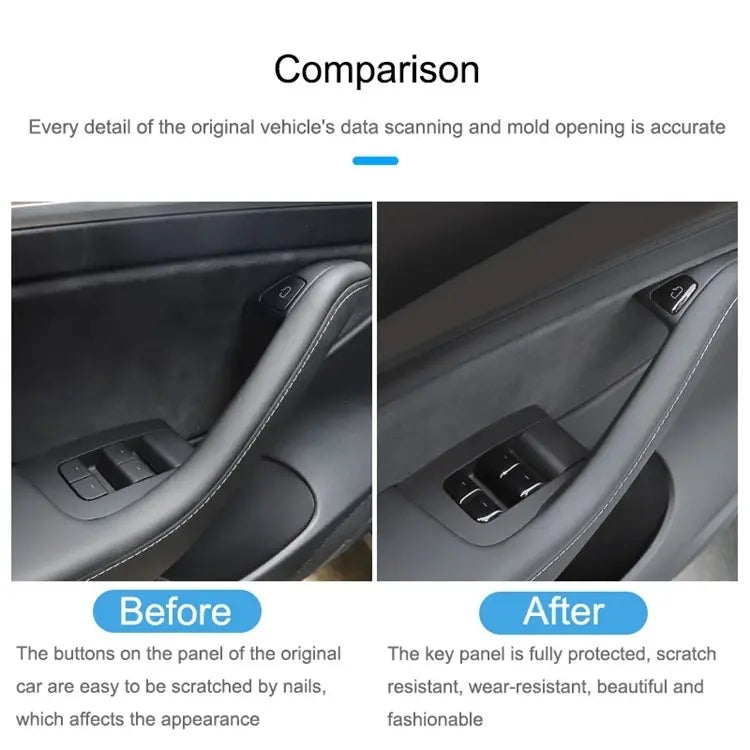 For Tesla Model 3 / Y 11pcs / Set Car Window Lift Button PU Adhesive Decorative Sticker - Car Interior Mouldings by PMC TechLife | Online Shopping South Africa | PMC TechLife | Buy Now Pay Later Mobicred
