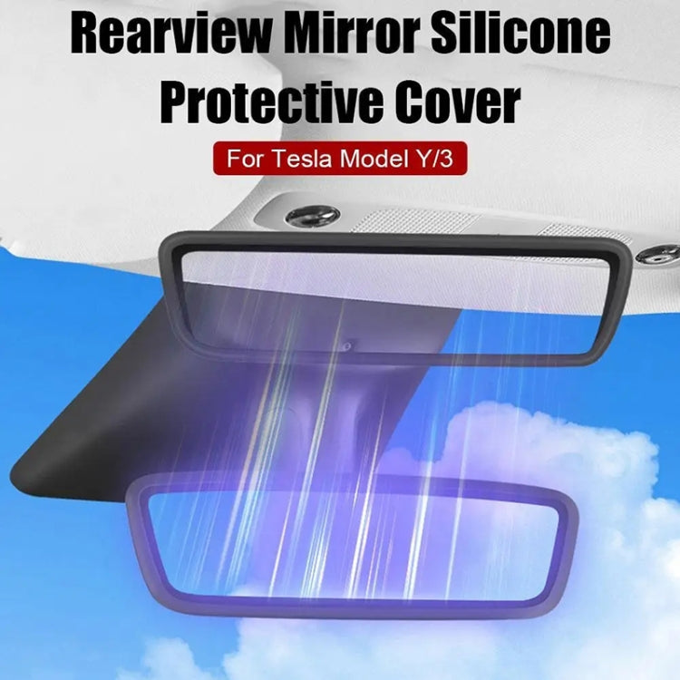 For Tesla Model 3 / Y Car Interior Rearview Mirror Silicone Protective Cover (Black) - Interior Mirrors by PMC TechLife | Online Shopping South Africa | PMC TechLife | Buy Now Pay Later Mobicred