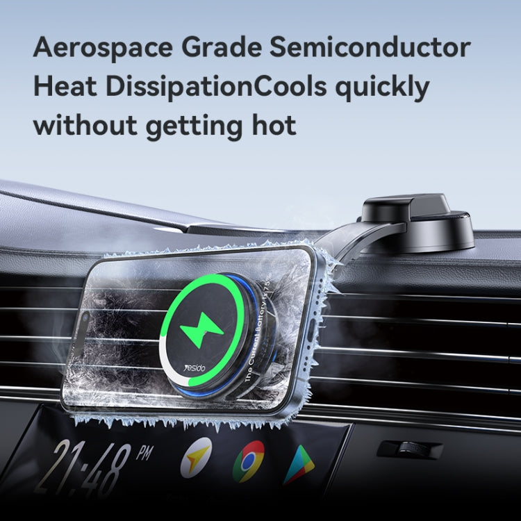 Yesido C311 Semiconductor Cooling 15W Magnetic Wireless Charging Car Holder (Black) - free shipping - PMC TechLife - Order now!