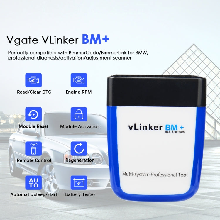 Vgate VLINKER BM+ V2.2 Bluetooth 4.0 Car OBD Fault Diagnosis Detector - free shipping - PMC TechLife - Order now!