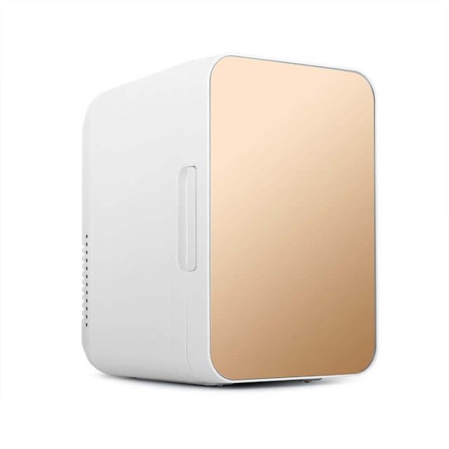 8L 37-48W Tempered Glass Panel Car / Home Mini Refrigerator, EU Plug (Gold)