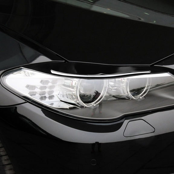 Pair Car Lamp Eyebrow Soft Decorative Sticker for BMW 5 Series F10 2010-2013, with Hole(Black)