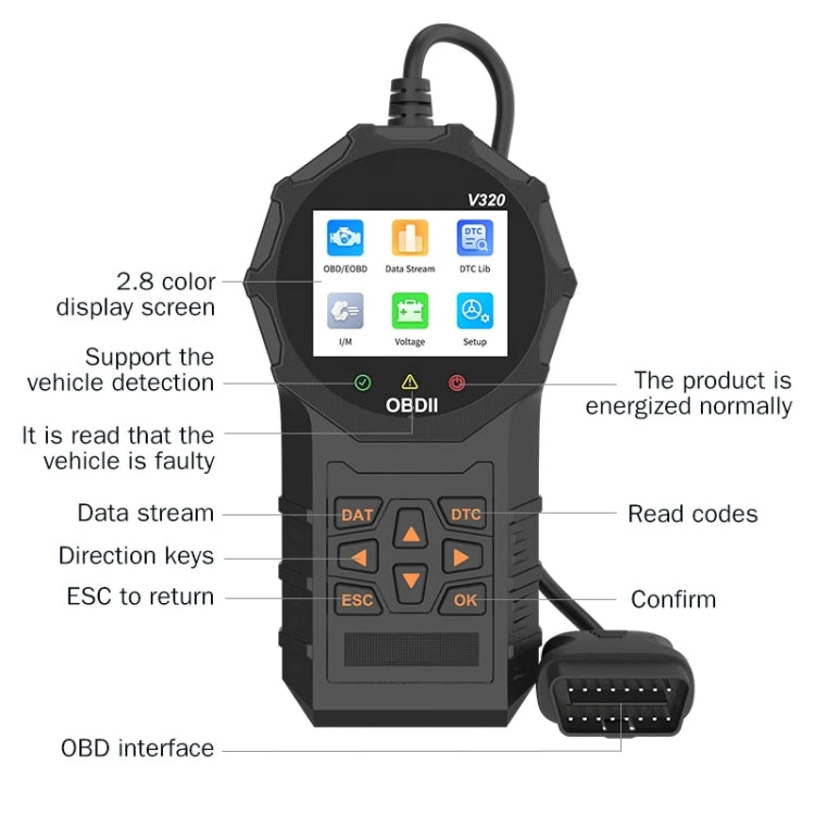V320 Car OBD2 Diagnostic Instrument Fault Clear Code Reader - Electronic Test by PMC TechLife | Online Shopping South Africa | PMC TechLife | Buy Now Pay Later Mobicred