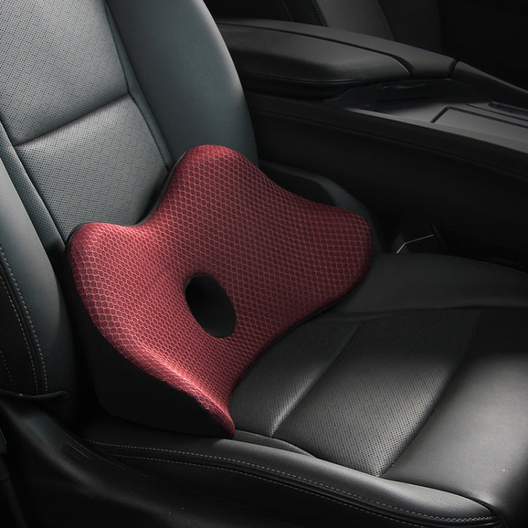 Car Memory Foam Breathable Lumbar Cushion (Red) - Seat Accessories by PMC TechLife | Online Shopping South Africa | PMC TechLife | Buy Now Pay Later Mobicred