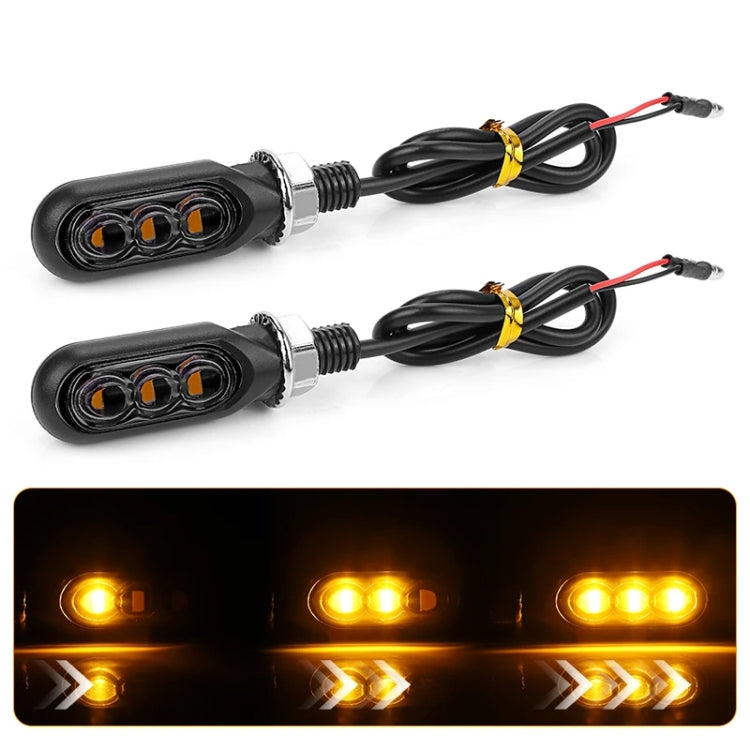 2pcs 12V 3LEDs Motorcycle Mini Water Turn Signal Light (Black) - Signal Lights by PMc TechLife | Online Shopping South Africa | PMc TechLife | Buy Now Pay Later Mobicred