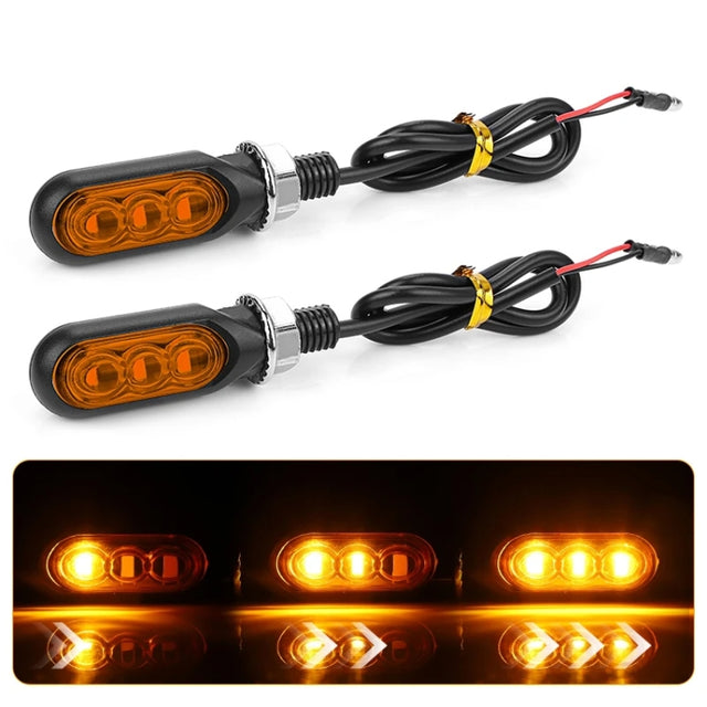 2pcs 12V 3LEDs Motorcycle Mini Water Turn Signal Light (Yellow)