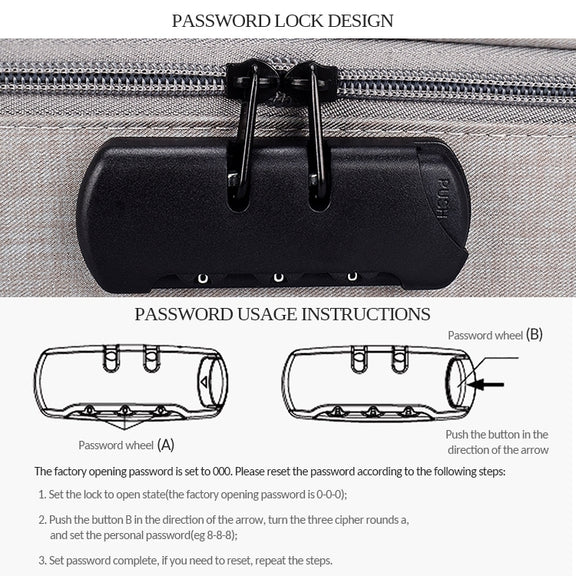 ZJ02 Water-resistant Polyester Multi-layer Document Storage Bag Laptop Bag  for All Sizes of Laptops, with Password Lock(Grey)