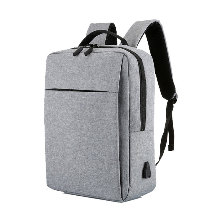 POFOKO Large-capacity Water-resistant Oxford Cloth Business Casual Backpack with External USB Charging Design for 15.6 inch Laptops (Grey)