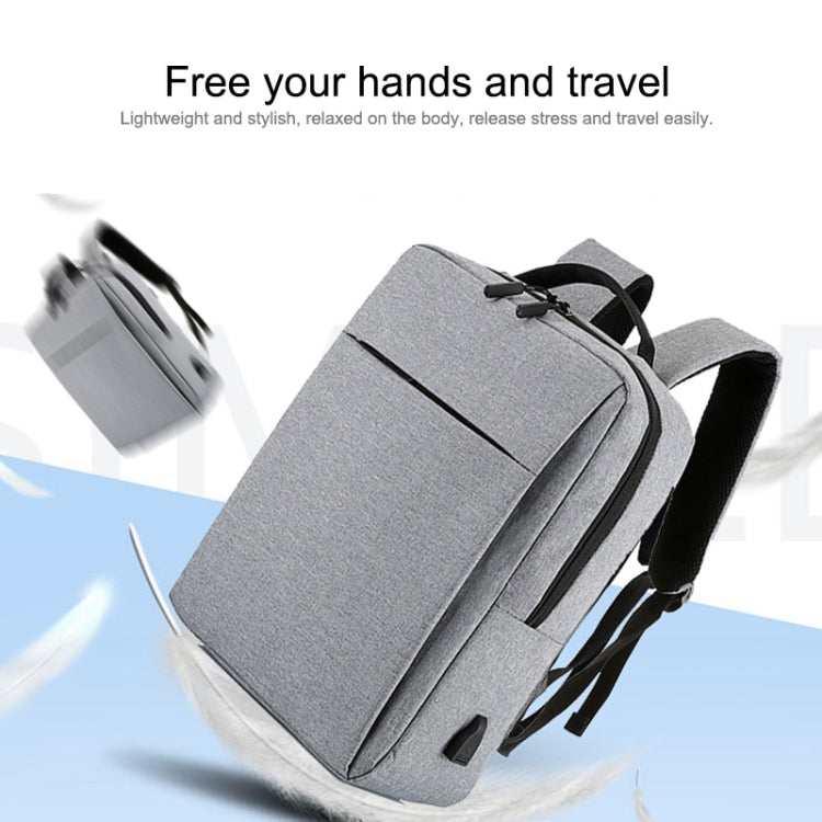 POFOKO Large-capacity Water-resistant Oxford Cloth Business Casual Backpack with External USB Charging Design for 15.6 inch Laptops (Grey)