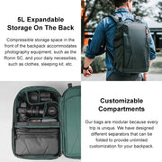 PGYTECH P-CB-020 2 in 1 Water-resistant  Shockproof Outdoor Dual Shoulders Backpack + Single Shoulder Bag (Black)