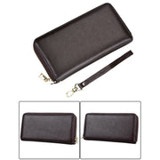 Genuine Cowhide Leather Litchi Texture Zipper Long Style Card Holder Wallet RFID Blocking Coin Purse Card Bag Protect Case with Hand Strap for Women, Size: 20*10.5*3cm(Coffee)