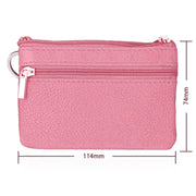 Cowhide Leather Zipper Solid Color Horizontal Card Holder Wallet RFID Blocking Coin Purse Card Bag Protect Case, Size: 11.4*7.4cm(Pink)