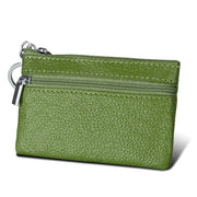 Cowhide Leather Zipper Solid Color Horizontal Card Holder Wallet RFID Blocking Coin Purse Card Bag Protect Case, Size: 11.4*7.4cm(Green)