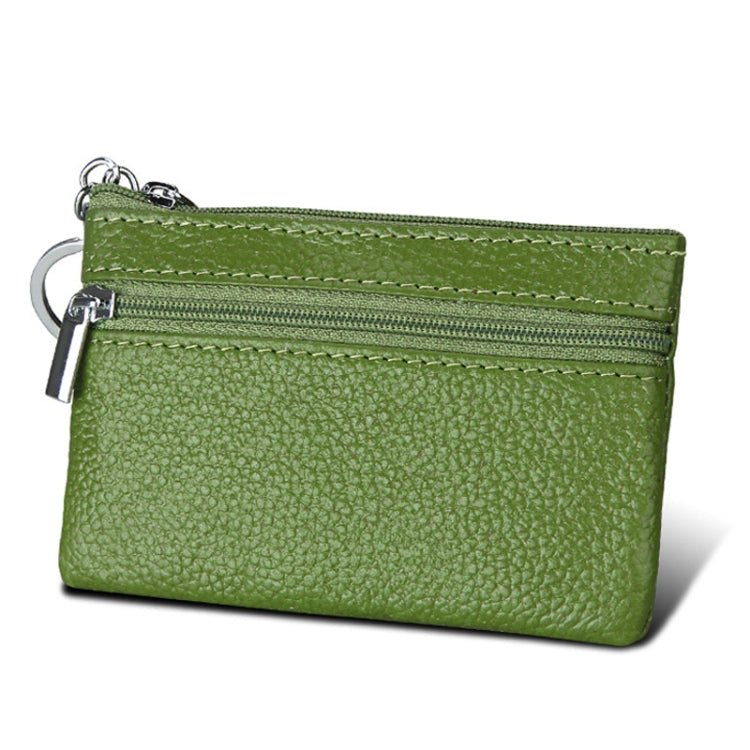 Cowhide Leather Zipper Solid Color Horizontal Card Holder Wallet RFID Blocking Coin Purse Card Bag Protect Case, Size: 11.4*7.4cm(Green)
