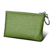 Cowhide Leather Zipper Solid Color Horizontal Card Holder Wallet RFID Blocking Coin Purse Card Bag Protect Case, Size: 11.4*7.4cm(Green)