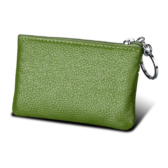 Cowhide Leather Zipper Solid Color Horizontal Card Holder Wallet RFID Blocking Coin Purse Card Bag Protect Case, Size: 11.4*7.4cm(Green)