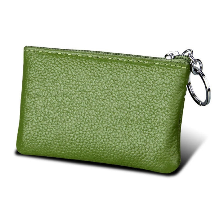 Cowhide Leather Zipper Solid Color Horizontal Card Holder Wallet RFID Blocking Coin Purse Card Bag Protect Case, Size: 11.4*7.4cm(Green)
