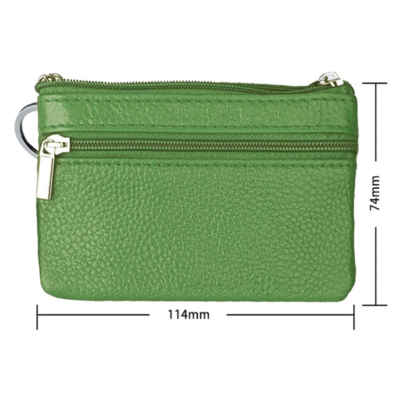 Cowhide Leather Zipper Solid Color Horizontal Card Holder Wallet RFID Blocking Coin Purse Card Bag Protect Case, Size: 11.4*7.4cm(Green)