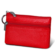 Cowhide Leather Zipper Solid Color Horizontal Card Holder Wallet RFID Blocking Coin Purse Card Bag Protect Case, Size: 11.4*7.4cm(Red)