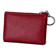 Cowhide Leather Zipper Solid Color Horizontal Card Holder Wallet RFID Blocking Coin Purse Card Bag Protect Case, Size: 11.4*7.4cm(Wine Red)