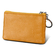 Cowhide Leather Zipper Solid Color Horizontal Card Holder Wallet RFID Blocking Coin Purse Card Bag Protect Case, Size: 11.4*7.4cm(Yellow)