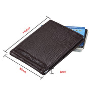 Cowhide Leather Litchi Texture Card Holder Wallet RFID Blocking Coin Purse Card Bag Protect Case with 6 Card Slots, Size: 110*82*8mm(Magenta)