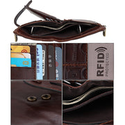Genuine Cowhide Leather Crazy Horse Texture Zipper 3-folding Card Holder Wallet RFID Blocking Coin Purse Card Bag Protect Case for Men, Size: 12*9.5*3.5cm(Coffee)
