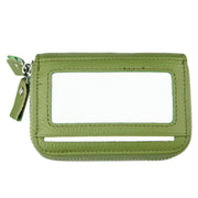 Genuine Cowhide Leather Dual Layer Solid Color Zipper Card Holder Wallet RFID Blocking Coin Purse Card Bag Protective Case with 11 Card Slots & Coin Position, Size: 11*7.5*4.5cm(Green)