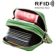 Genuine Leather Dual Layer Zipper Card Holder Wallet RFID Blocking Purse, Size: 10.5x7.0x4.0cm(Green) - free shipping - PMC Jewellery - Order now!