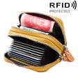 Genuine Leather Dual Layer Zipper Card Holder Wallet RFID Blocking Purse, Size: 10.5x7.0x4.0cm(Yellow) - Antimagnetic RFID Package by PMC Jewellery | Online Shopping South Africa | PMC Jewellery | Buy Now Pay Later Mobicred