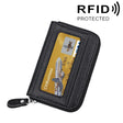 Genuine Cowhide Leather Solid Color Zipper Horizontal Card Holder Wallet RFID Blocking Card Bag Protect Case with 12 Card Slots, Size: 11.5*7.5cm(Black) - free shipping - PMC Jewellery - Order now!