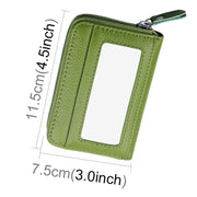 Genuine Cowhide Leather Solid Color Zipper Horizontal Card Holder Wallet RFID Blocking Card Bag Protect Case with 12 Card Slots, Size: 11.5*7.5cm(Green)