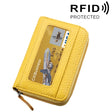 Genuine Cowhide Leather Solid Color Zipper Horizontal Card Holder Wallet RFID Blocking Card Bag Protect Case with 12 Card Slots, Size: 11.5*7.5cm(Yellow) - free shipping - PMC Jewellery - Order now!