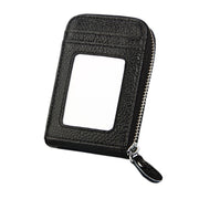 Genuine Cowhide Leather Solid Color Zipper Vertical Card Holder Wallet RFID Blocking Card Bag Protect Case with 12 Card Slots, Size: 11.5*7.5cm(Black)