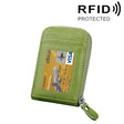 Genuine Cowhide Leather Solid Color Zipper Vertical Card Holder Wallet RFID Blocking Card Bag Protect Case with 12 Card Slots, Size: 11.5*7.5cm(Green) - free shipping - PMC Jewellery - Order now!