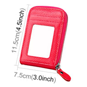 Genuine Cowhide Leather Solid Color Zipper Vertical Card Holder Wallet RFID Blocking Card Bag Protect Case with 12 Card Slots, Size: 11.5*7.5cm(Magenta)