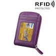 Genuine Cowhide Leather Solid Color Zipper Vertical Card Holder Wallet RFID Blocking Card Bag Protect Case with 12 Card Slots, Size: 11.5*7.5cm(Purple) - free shipping - PMC Jewellery - Order now!