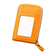 Genuine Cowhide Leather Solid Color Zipper Vertical Card Holder Wallet RFID Blocking Card Bag Protect Case with 12 Card Slots, Size: 11.5*7.5cm(Yellow)