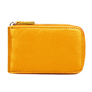 Genuine Cowhide Leather Solid Color Zipper Vertical Card Holder Wallet RFID Blocking Card Bag Protect Case with 12 Card Slots, Size: 11.5*7.5cm(Yellow)