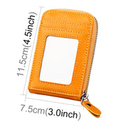 Genuine Cowhide Leather Solid Color Zipper Vertical Card Holder Wallet RFID Blocking Card Bag Protect Case with 12 Card Slots, Size: 11.5*7.5cm(Yellow)