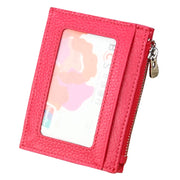 Cowhide Leather Solid Color Zipper Card Holder Wallet RFID Blocking Card Bag Protect Case Coin Purse, Size: 11*8*1.5cm(Magenta)
