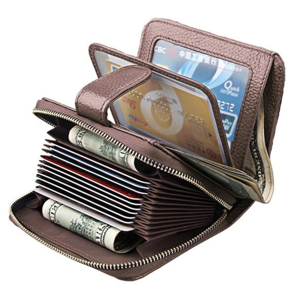 KB132 Female Style Full Grain Cow Leather Multifunctional RFID Wallet/ Card Bag/ Driving License Package(Pink)