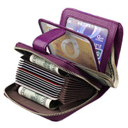 KB132 Female Style Full Grain Cow Leather Multifunctional RFID Wallet/ Card Bag/ Driving License Package(Purple)