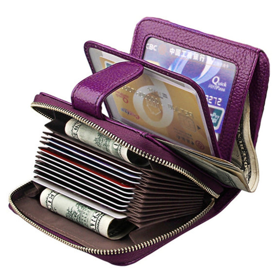 KB132 Female Style Full Grain Cow Leather Multifunctional RFID Wallet/ Card Bag/ Driving License Package(Purple)