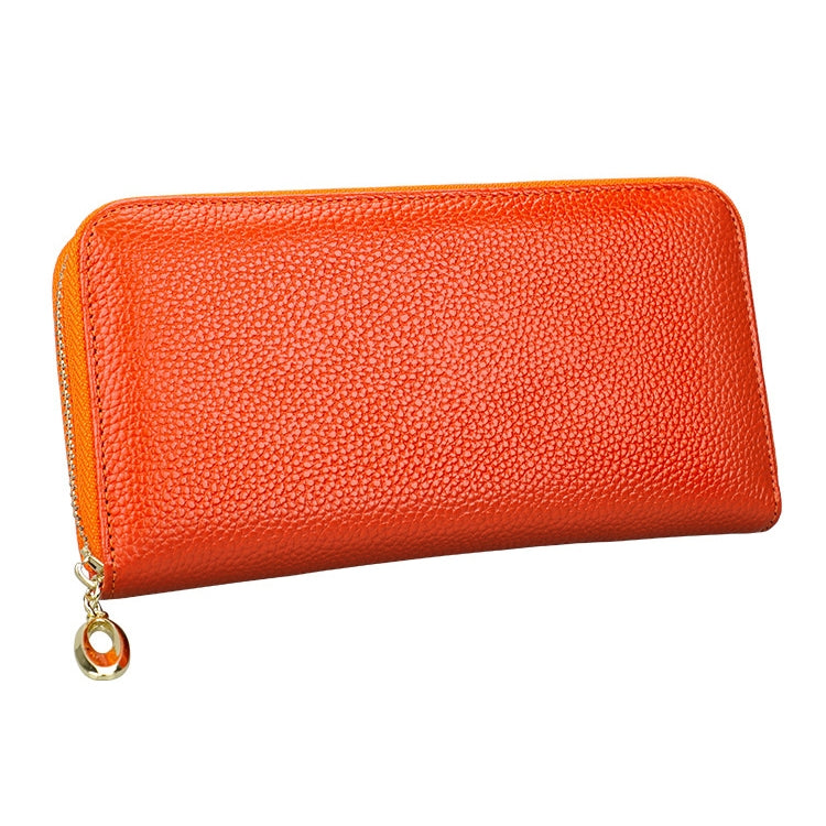 906 Antimagnetic RFID Litchi Texture Women Large Capacity Hand Wallet Purse Phone Bag with Card Slots(Orange)