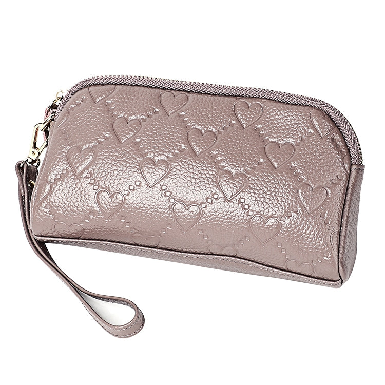 2025 Multifunctional Litchi Texture Women Large Capacity Hand Wallet Shell bag with Card Slots(Pale Pinkish Grey)