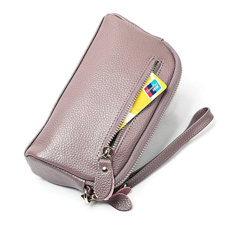 2025 Multifunctional Litchi Texture Women Large Capacity Hand Wallet Shell bag with Card Slots(Pale Pinkish Grey)