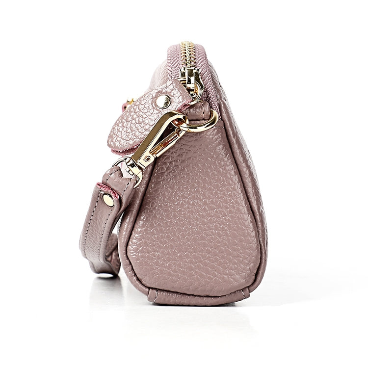 2025 Multifunctional Litchi Texture Women Large Capacity Hand Wallet Shell bag with Card Slots(Pale Pinkish Grey)