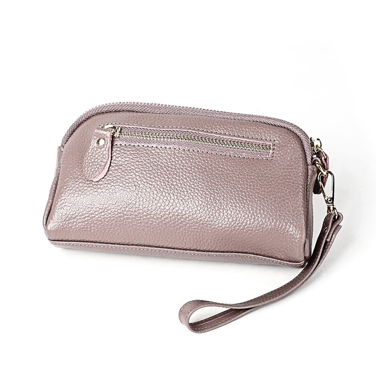 2025 Multifunctional Litchi Texture Women Large Capacity Hand Wallet Shell bag with Card Slots(Pale Pinkish Grey)