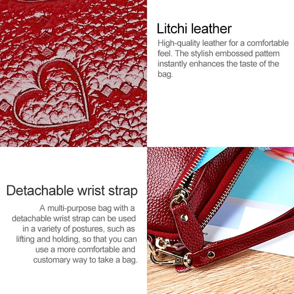 2025 Multifunctional Litchi Texture Women Large Capacity Hand Wallet Shell bag with Card Slots(Pale Pinkish Grey)